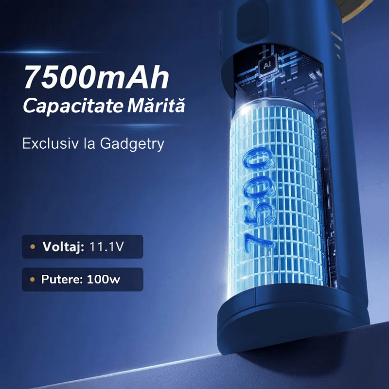 Aspirator Auto Portabil cu Acumulator 7500mAh 4 in 1, 18000Pa, 3 Viteze, 100W