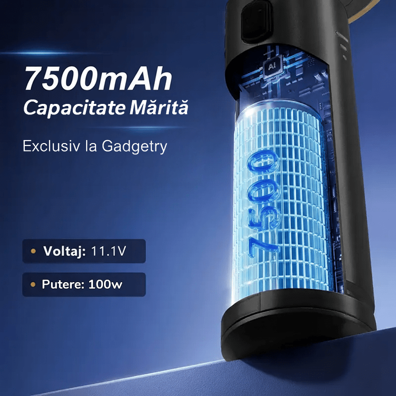 Aspirator Auto Portabil cu Acumulator 7500mAh 4 in 1, 18000Pa, 3 Viteze, 100W