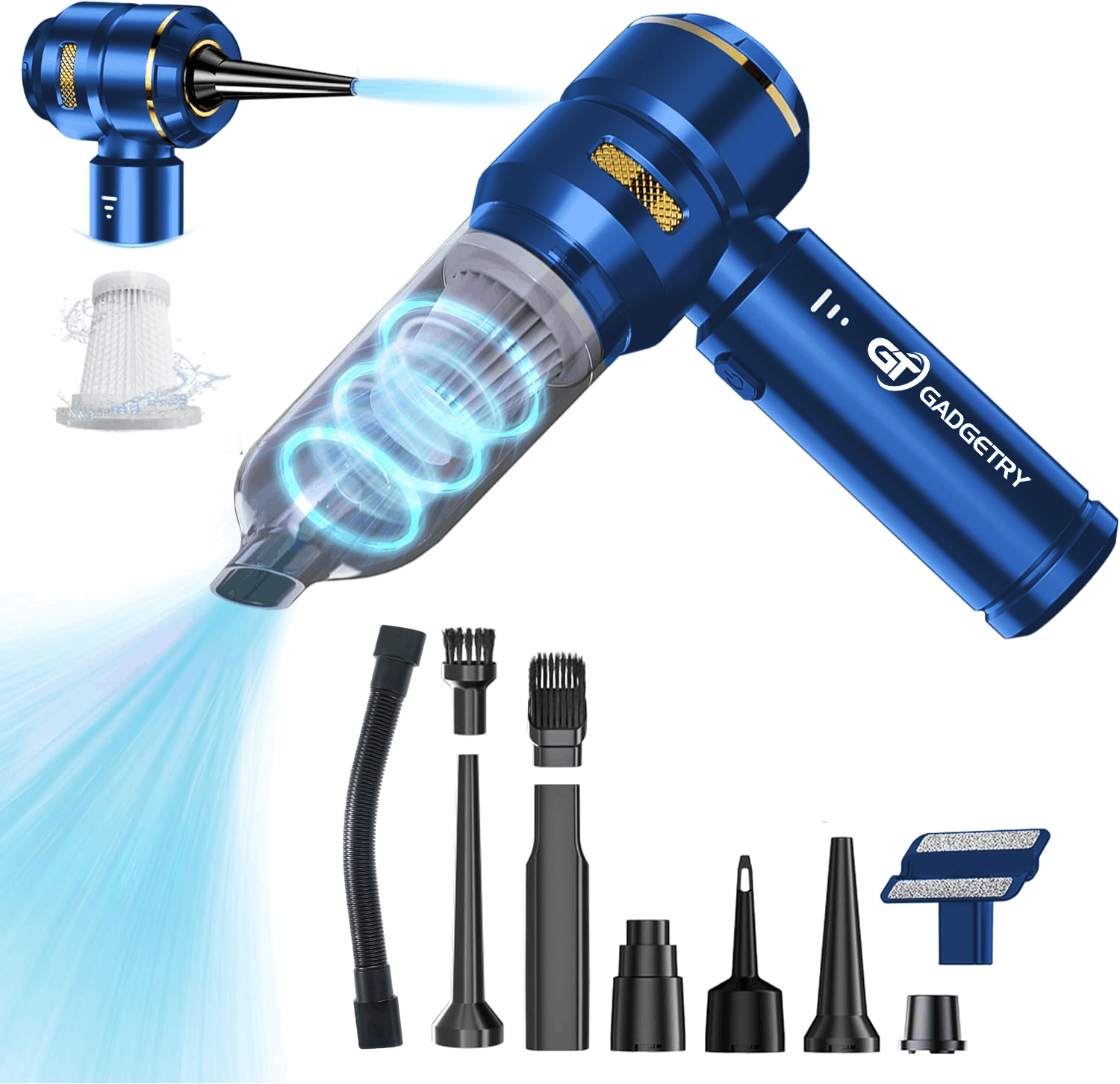 Aspirator Auto Portabil V2 Gadgetry cu Acumulator 7500mAh 4 in 1, 18000Pa, 3 Viteze, 100W