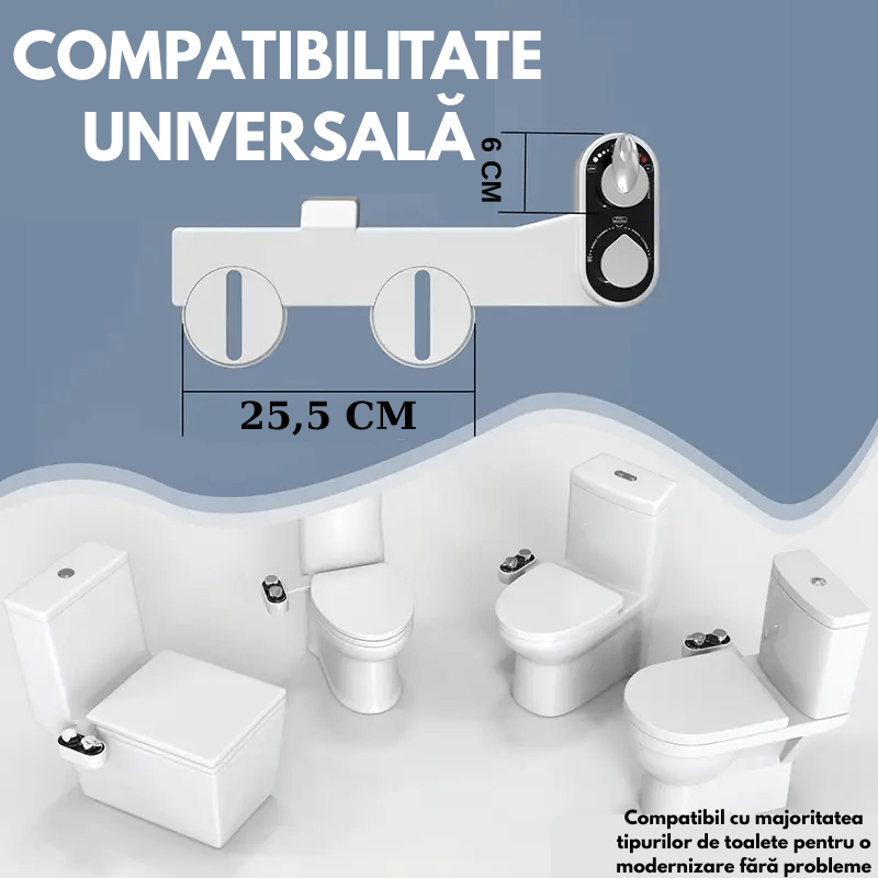 Bideu pentru Toaleta cu Atasament pentru Apa Calda si Rece Gadgetry, Auto Curatare, Control de Presiune, Pentru Igiena Personala, cu Spalare Automata