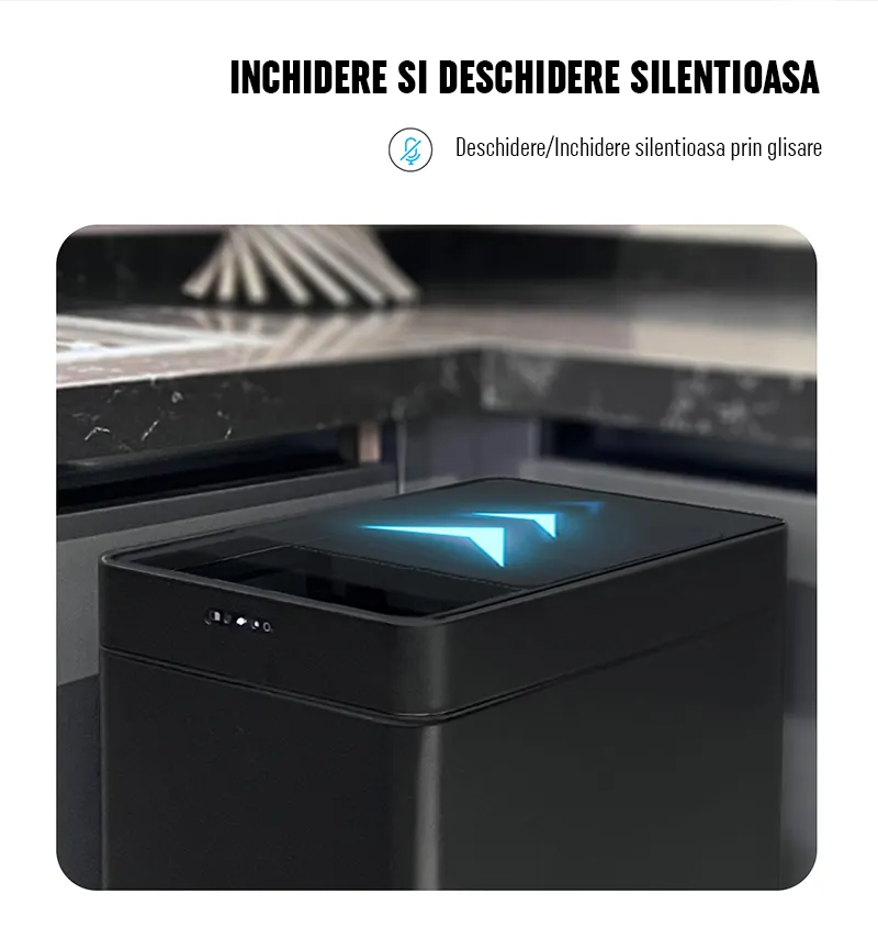 Cos de Gunoi cu Senzor Automat, Capacitate 50L, cu Capac Glisant Anti-Miros