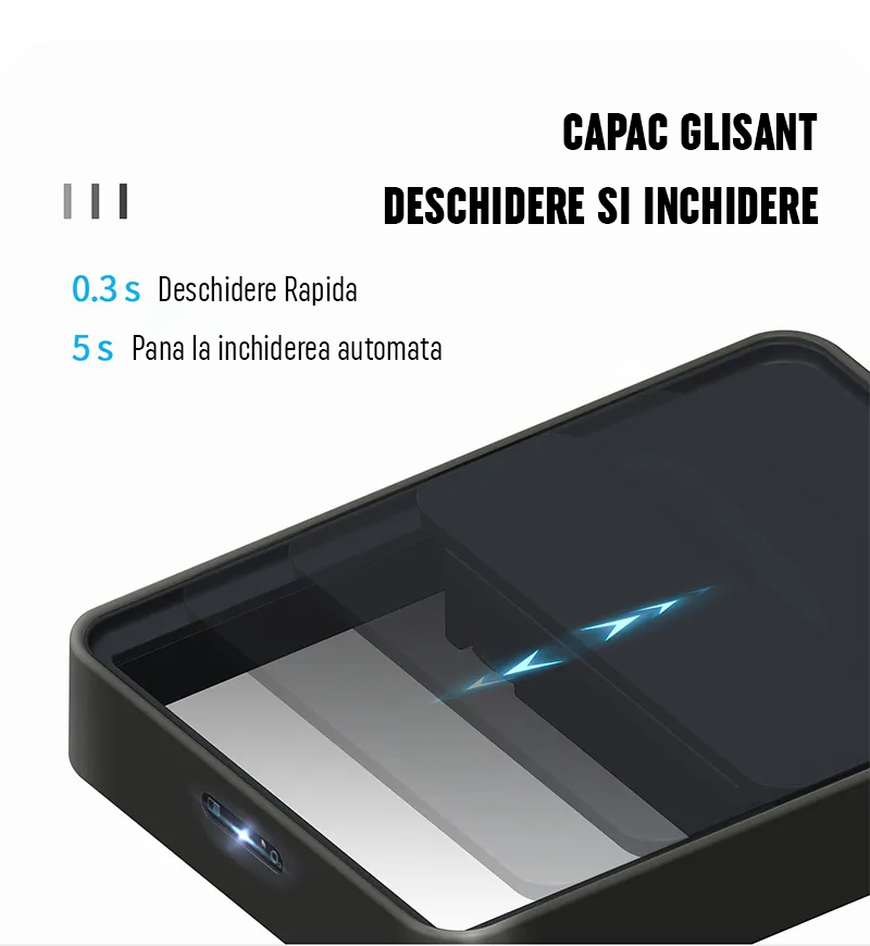 Cos de Gunoi cu Senzor Automat, Capacitate 50L, cu Capac Glisant Anti-Miros