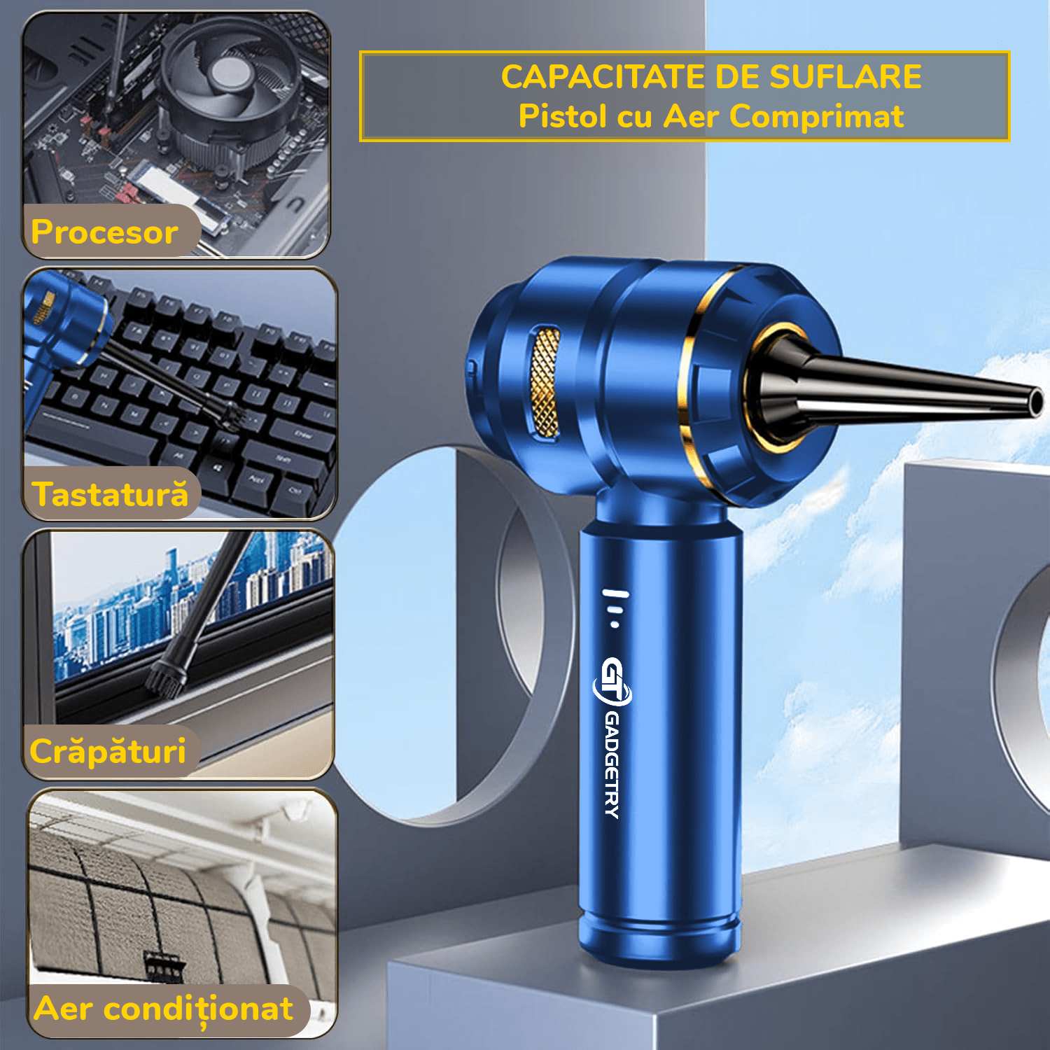 Aspirator Auto Portabil V2 Gadgetry cu Acumulator 7500mAh 4 in 1, 18000Pa, 3 Viteze, 100W