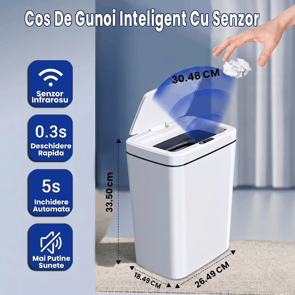Cos de Gunoi cu Senzor Automat Gadgetry, Capacitate 16L