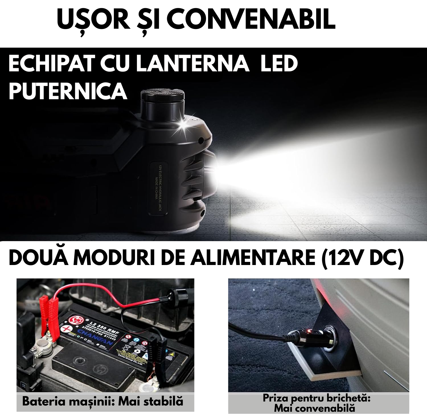 Cric Auto Electric de Podea, 5 Tone Hidraulic, cu Pompa de Umflare Anvelope si Indicator Digital Presiune