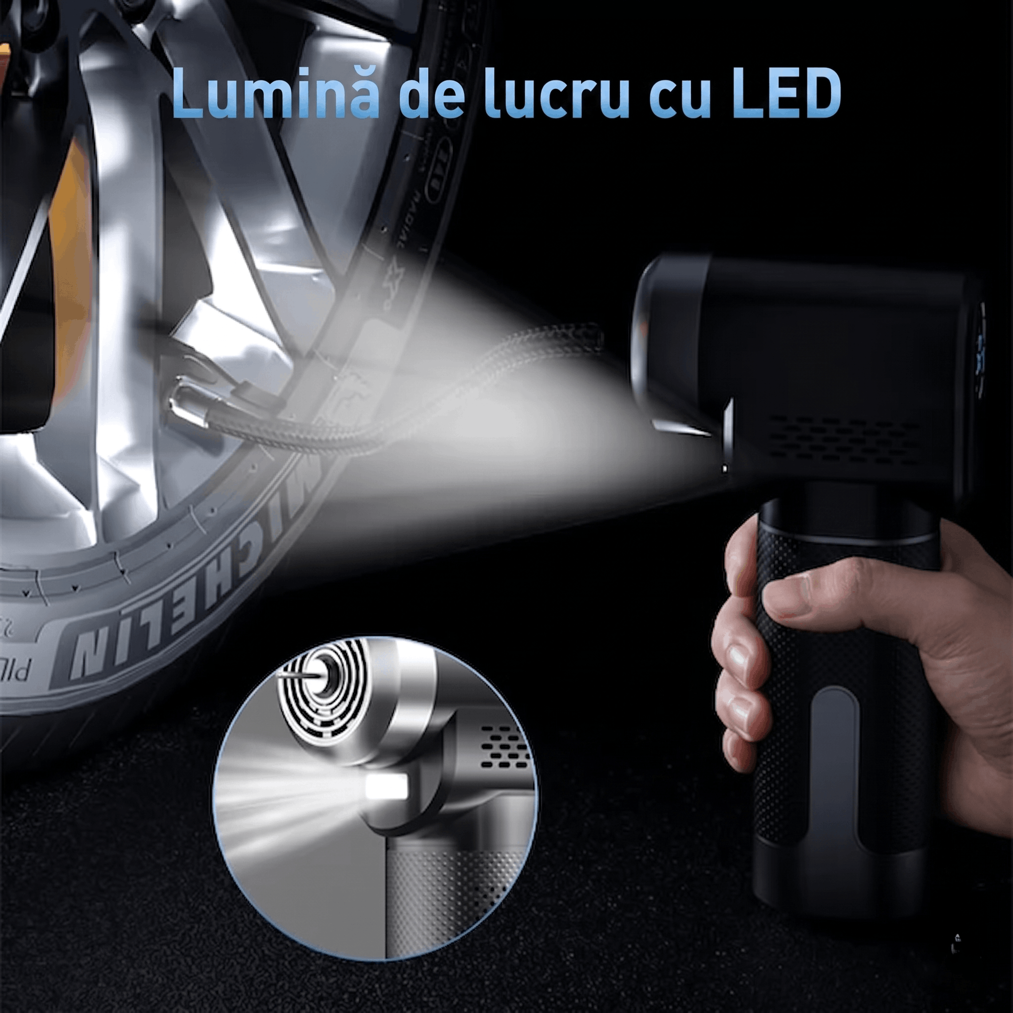 Compresor Auto Digital de Aer Portabil Reincarcabil, Gadgetry, 150 Psi, Pompa electrica