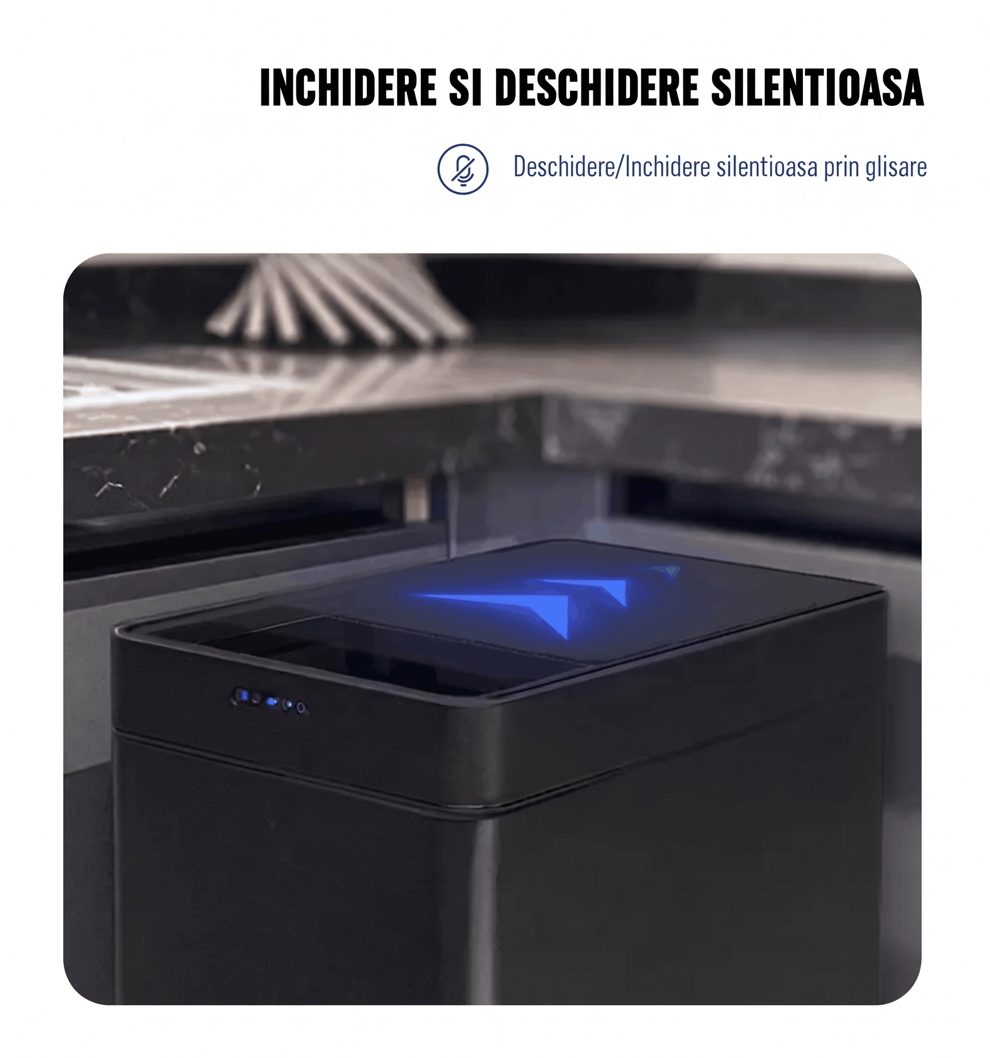Cos de Gunoi cu Senzor Automat Gadgetry, Capacitate 50L, cu Capac Glisant Anti-Miros