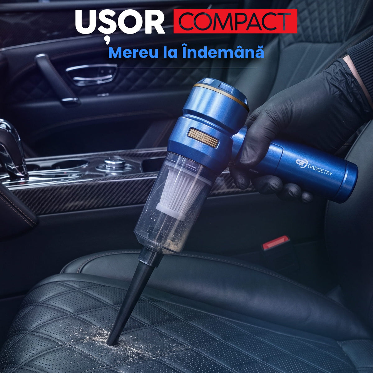 RESIGILAT: Aspirator Auto Portabil PRO3 Gadgetry cu Acumulator Interschimbabil 7500mAh 4 in 1, 18000Pa, 3 Viteze, 100W