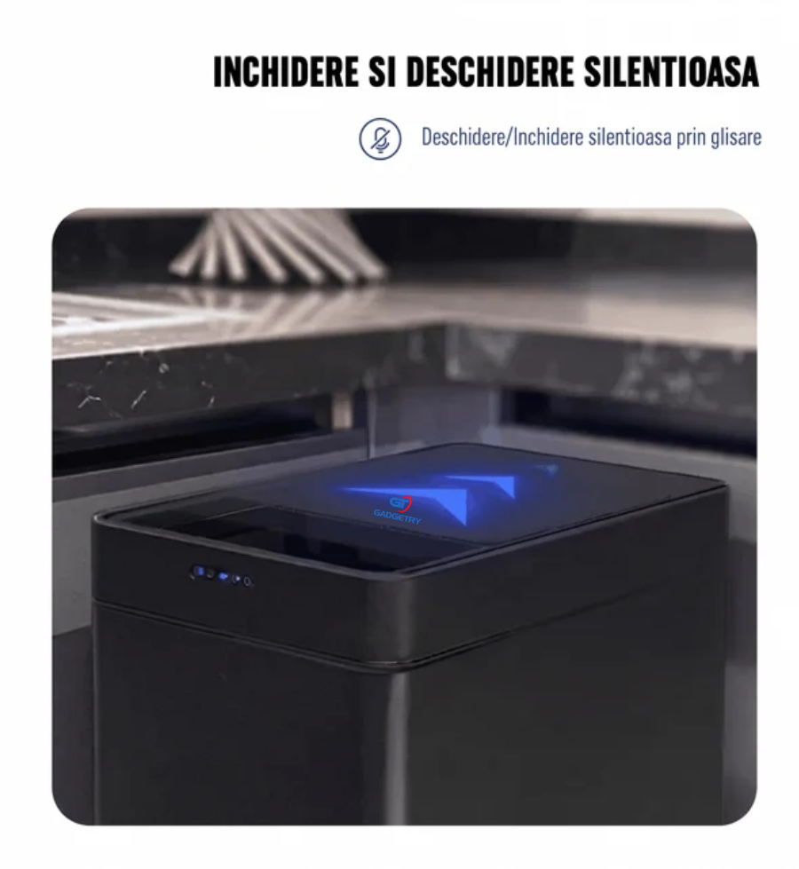 Cos de Gunoi cu Senzor Automat Gadgetry, Capacitate 50L, cu Capac Glisant Anti-Miros