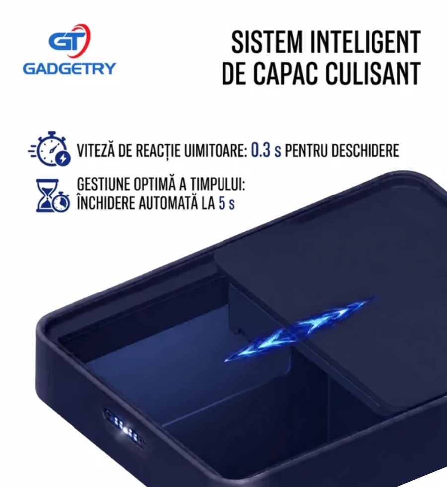 Cos de Gunoi cu Senzor Automat Gadgetry, Capacitate 50L, cu Capac Glisant Anti-Miros