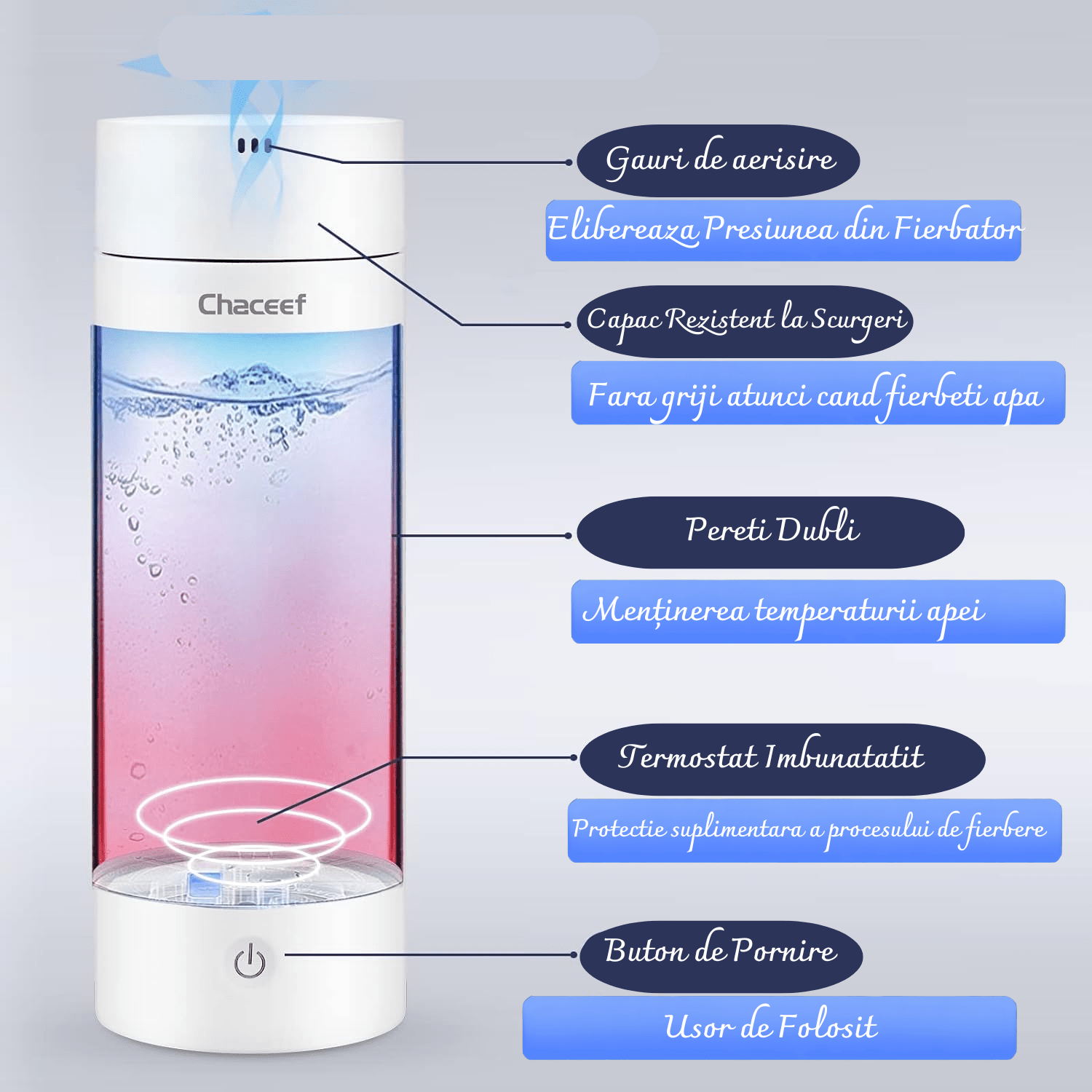 Fierbator Portabil Gadgetry, Termos Electric, 350 ml, 4 Presetari de Temperatura, Banda Led Afisaj Temperatura, Functie Mentinere Cald, Otel Inoxidabil, Alimentare Cablu 220V