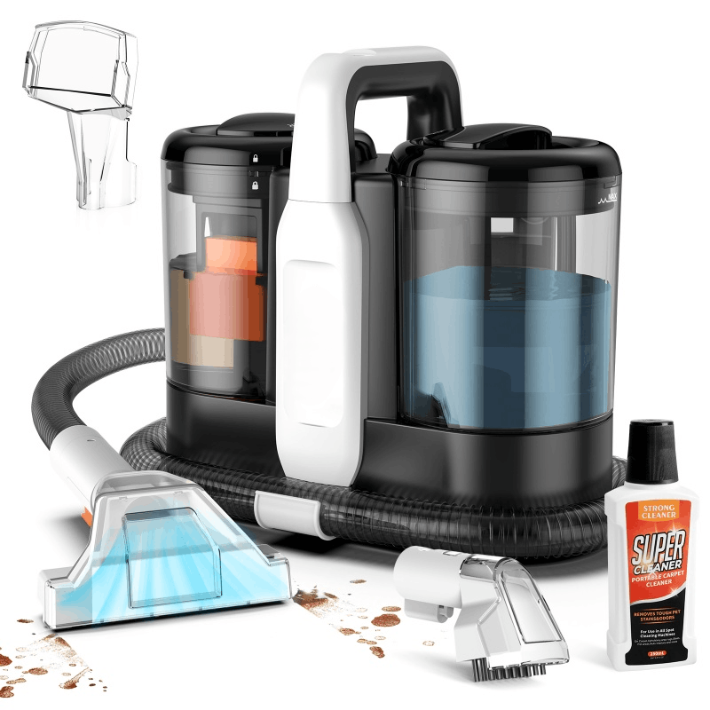 Aspirator Spalare si Extractie, Rezervor Dublu 1.5L + 0.8L, Putere 11000 Pa, 450W, Portabil, Ideal Auto, Canapea, Mocheta, Materiale Textile