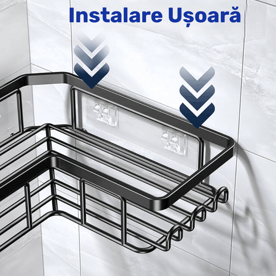Gadgetry Raft de Dus, Etajera Baie si Bucatarie, Din Otel Inoxidabil, Pentru Depozitare in Bucatarie, Organizator Baie, set 3 rafturi de dus, Gel Dus, Montaj Fara Gauri