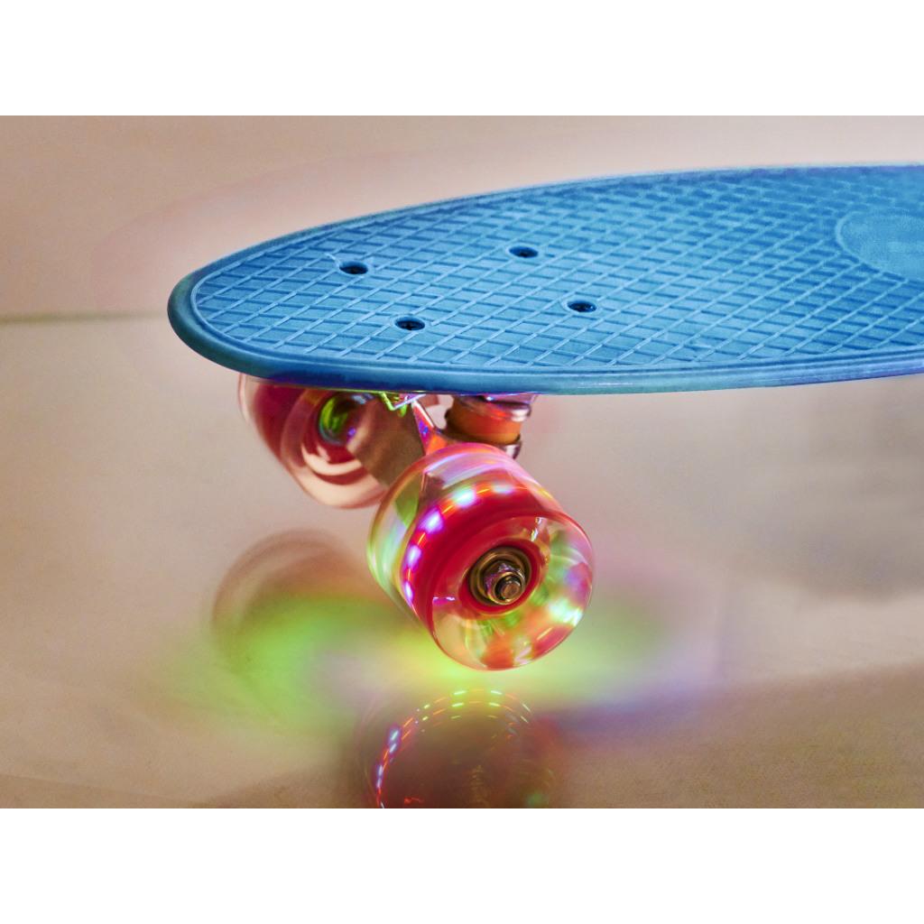 Skateboard Penny Board pentru copii cu roti din cauciuc, iluminate LED, culoare Albastra