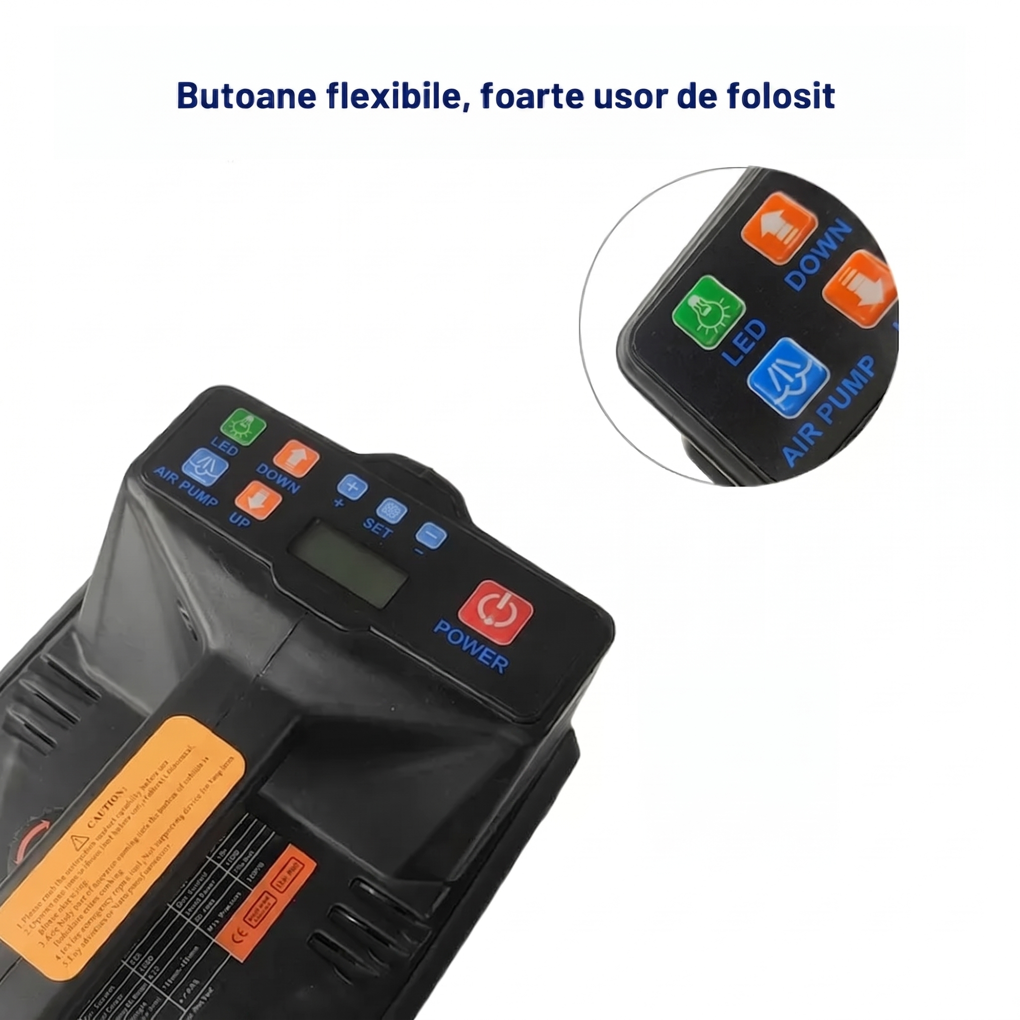 Gadgetry Cric Auto Electric de Podea, 5 Tone Hidraulic, cu Pompa de Umflare Anvelope si Indicator Digital Presiune