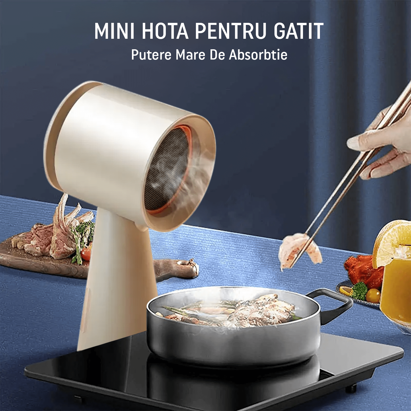 Hota Mini Portabila Gadgetry, Absorptie Puternica, Recirculare Aer, Filtru Carbon si Aluminiu