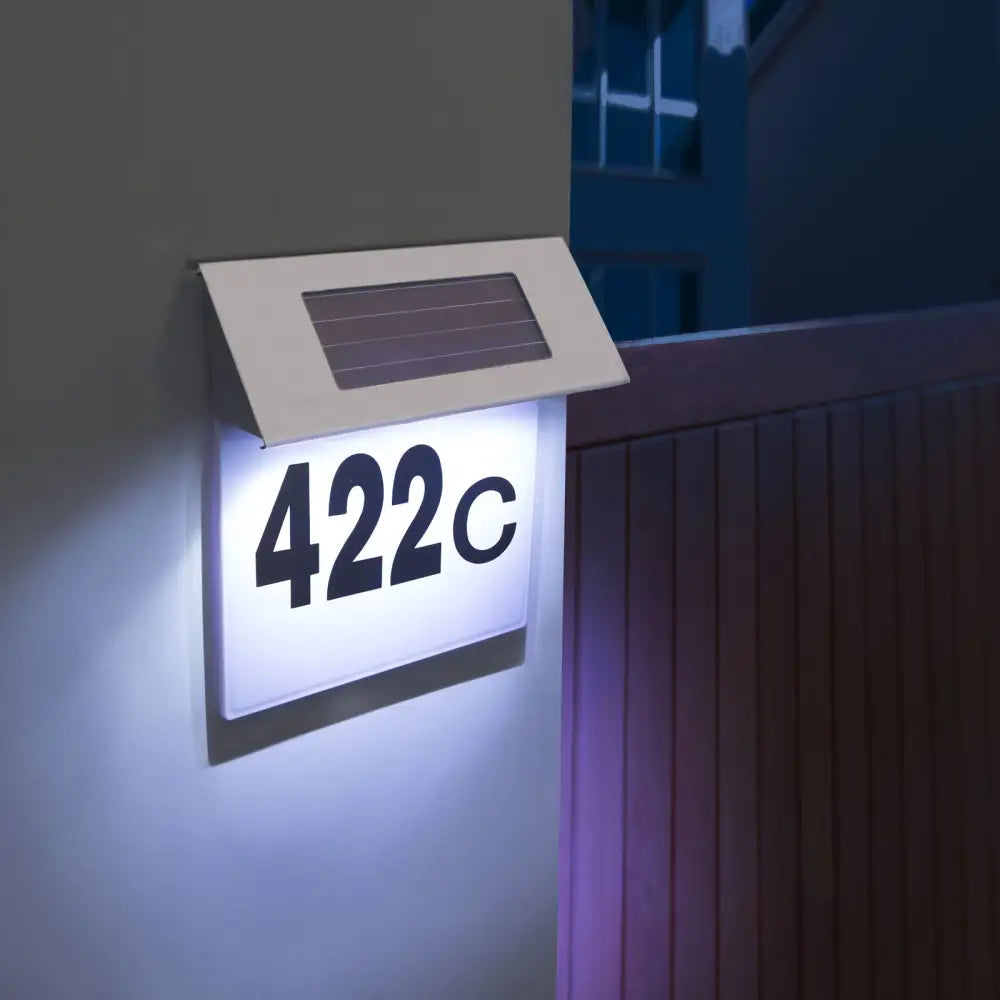 Placa numar casa iluminata LED incarcare solara carcasa din