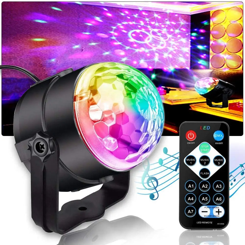Proiector Disco LED RGB cu telecomanda si senzor de sunet -