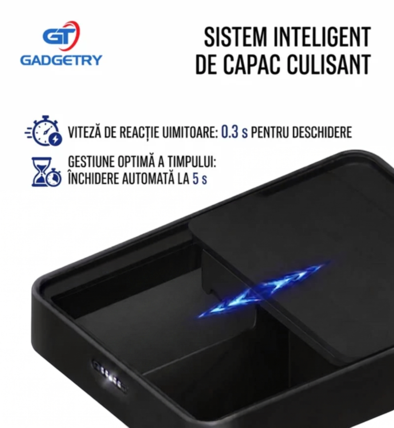 Cos de Gunoi cu Senzor Automat Gadgetry, Capacitate 50L, cu Capac Glisant Anti-Miros