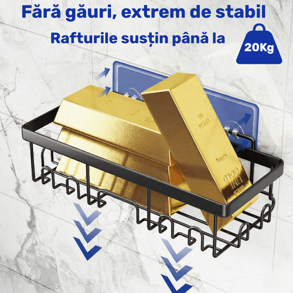 Gadgetry Raft de Dus, Etajera Baie si Bucatarie, Din Otel Inoxidabil, Pentru Depozitare in Bucatarie, Organizator Baie, set 6 rafturi de dus, Gel Dus, Montaj Fara Gauri, Gadgetry