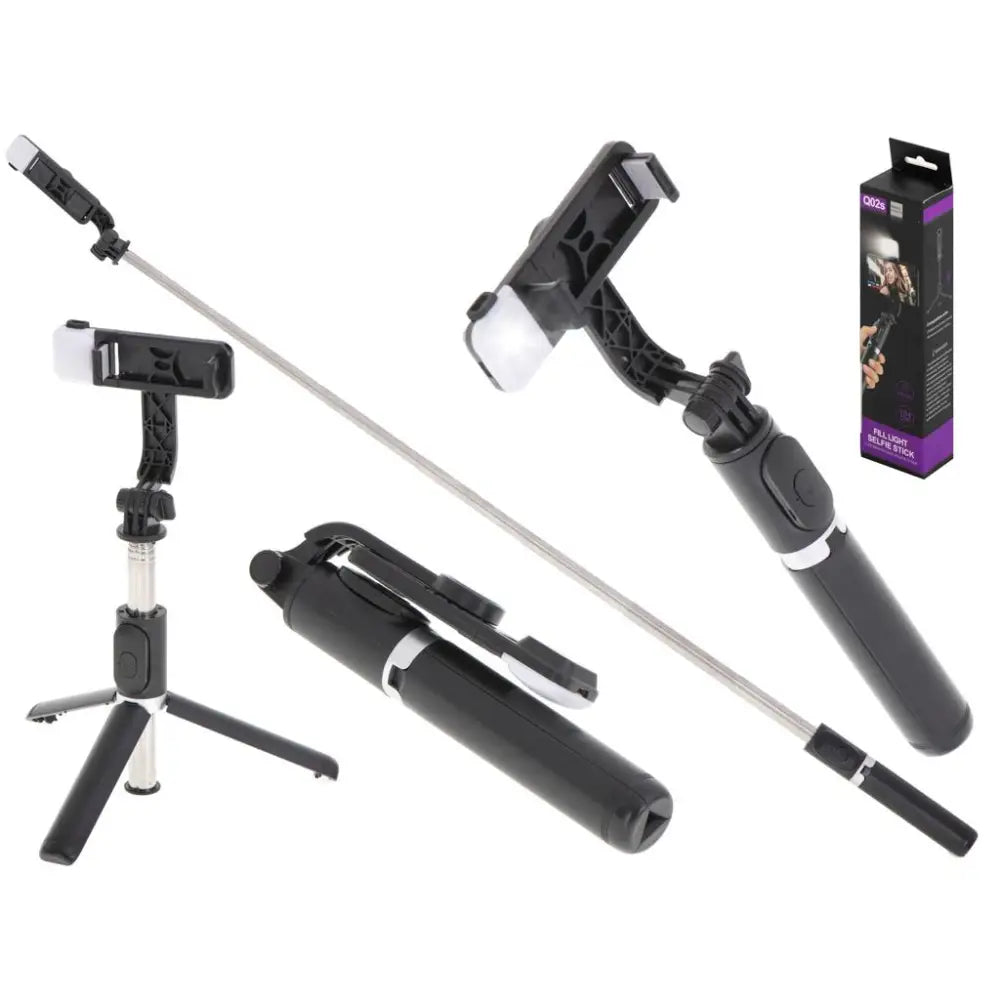 Set 3in1, Selfie Stick cu Lampa LED si Trepied, conectare Bluetooth, alimentare USB