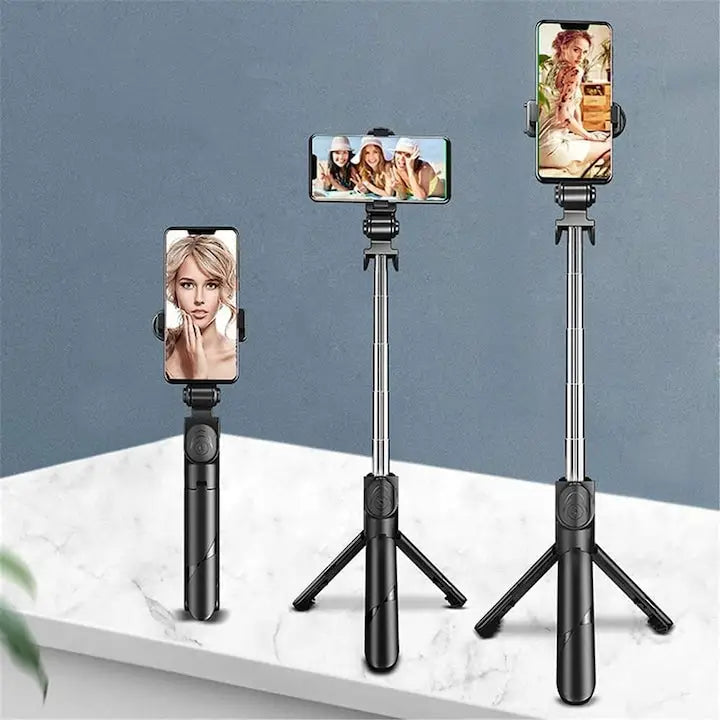 Set 3in1, Selfie Stick cu Lampa LED si Trepied, conectare Bluetooth, alimentare USB