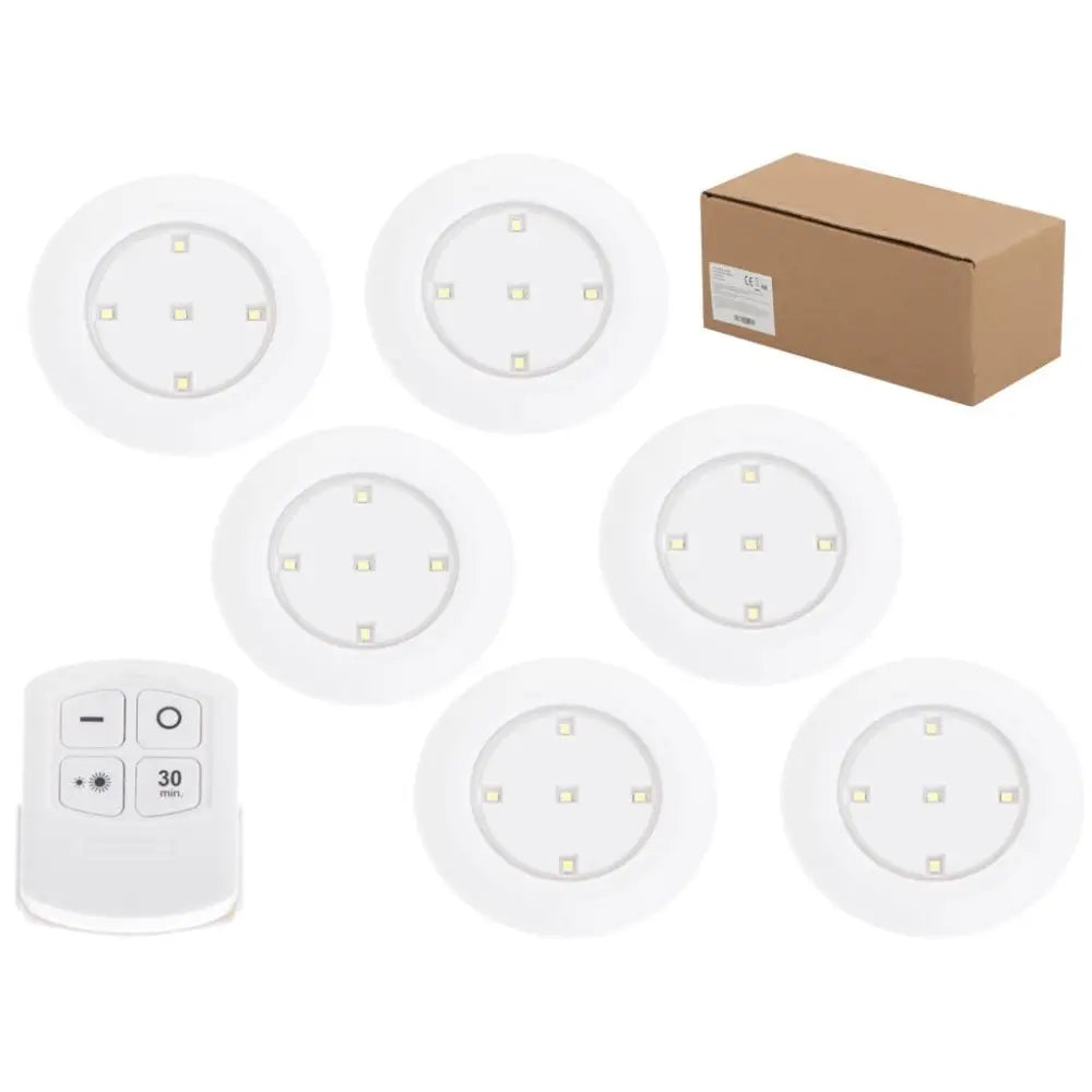 Set 6 Lampi LED Wireless, autoadezive, cu telecomanda, pentru iluminat scari sau mobilier