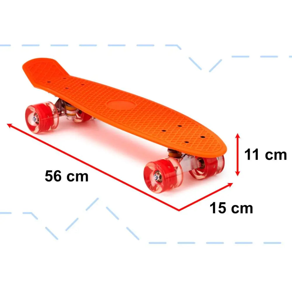 Skateboard Penny Board pentru copii cu roti din cauciuc, iluminate LED, culoare Orange