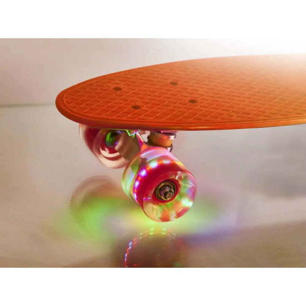 Skateboard Penny Board pentru copii cu roti din cauciuc, iluminate LED, culoare Orange